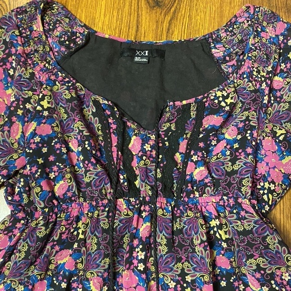 🌷 Floral Flounce Vintage Sheer Sleeve Babydoll Dress 90s Style 🌷 - Picture 6 of 11